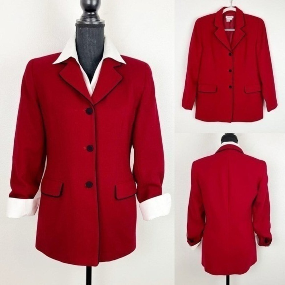 Talbots Women's Wool Blazer Red Size 6 Tailored Fit Classic